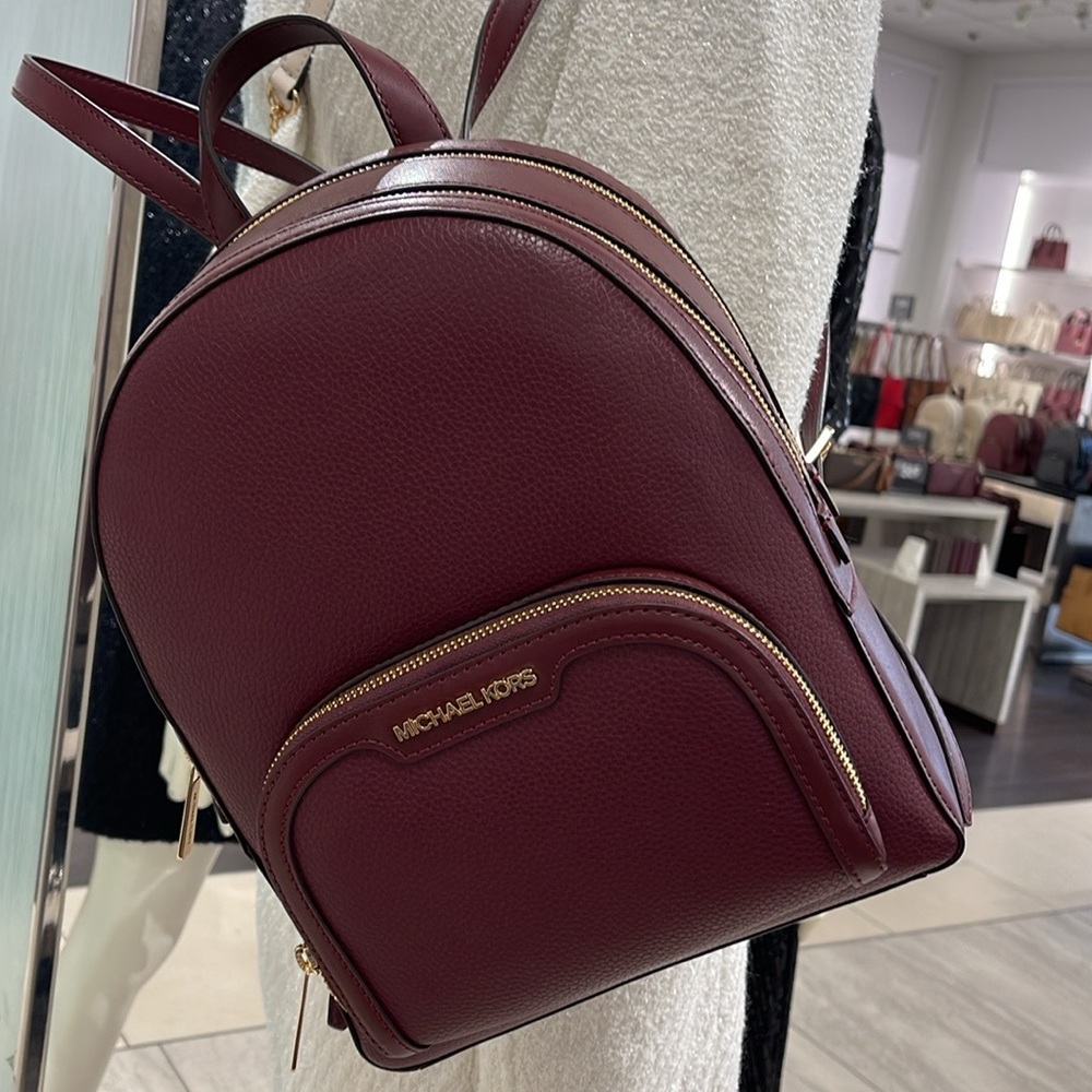 Michael Kors Jaycee Medium Pebbled Leather Backpack
 Oxblood/Golden 
NWT - Picture 9 of 16